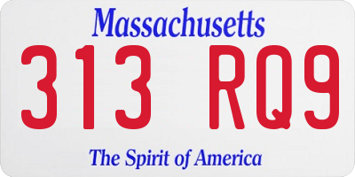 MA license plate 313RQ9