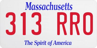 MA license plate 313RR0