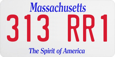 MA license plate 313RR1