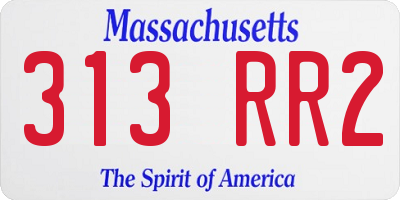 MA license plate 313RR2