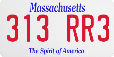 MA license plate 313RR3