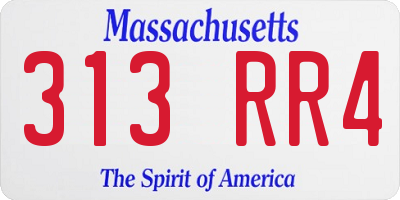 MA license plate 313RR4