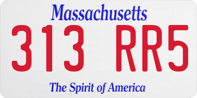 MA license plate 313RR5