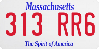 MA license plate 313RR6