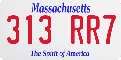 MA license plate 313RR7