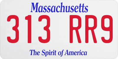 MA license plate 313RR9