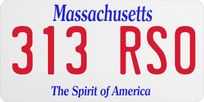 MA license plate 313RS0