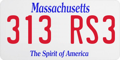 MA license plate 313RS3