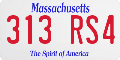 MA license plate 313RS4