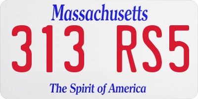 MA license plate 313RS5
