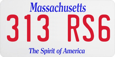 MA license plate 313RS6