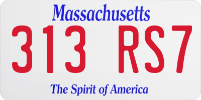MA license plate 313RS7