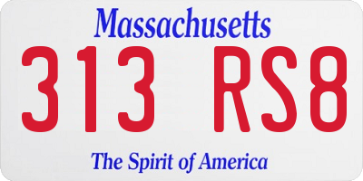 MA license plate 313RS8