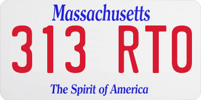 MA license plate 313RT0