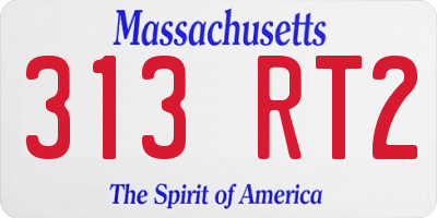 MA license plate 313RT2