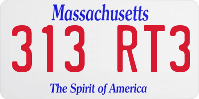 MA license plate 313RT3
