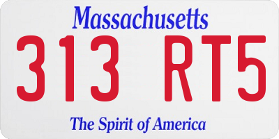 MA license plate 313RT5