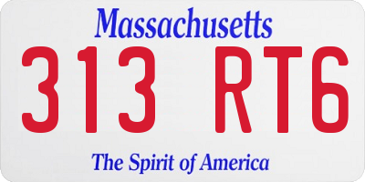 MA license plate 313RT6