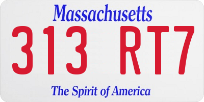 MA license plate 313RT7