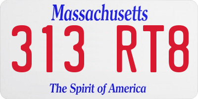 MA license plate 313RT8