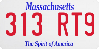 MA license plate 313RT9