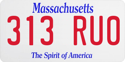 MA license plate 313RU0