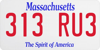 MA license plate 313RU3