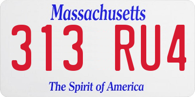 MA license plate 313RU4