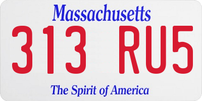 MA license plate 313RU5