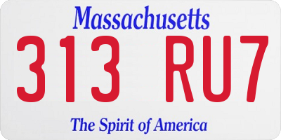 MA license plate 313RU7