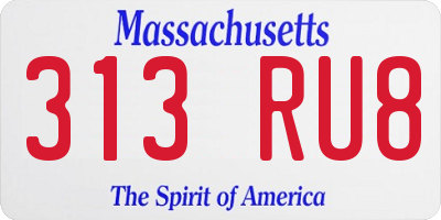 MA license plate 313RU8