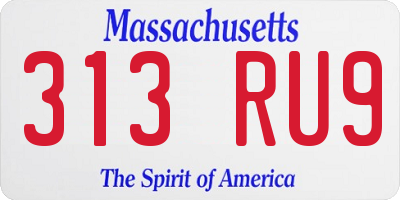 MA license plate 313RU9