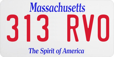 MA license plate 313RV0