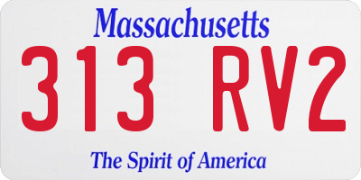 MA license plate 313RV2