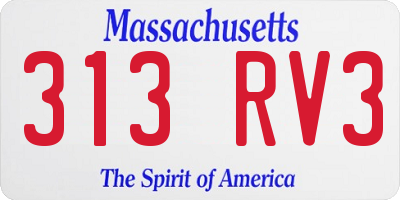 MA license plate 313RV3
