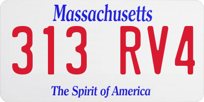 MA license plate 313RV4