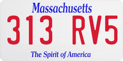 MA license plate 313RV5