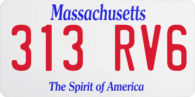 MA license plate 313RV6