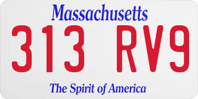 MA license plate 313RV9