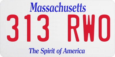 MA license plate 313RW0