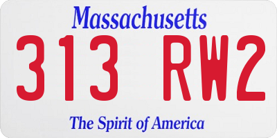 MA license plate 313RW2