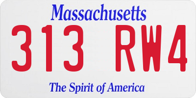 MA license plate 313RW4