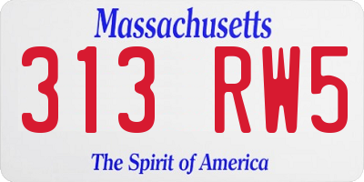 MA license plate 313RW5