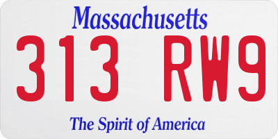 MA license plate 313RW9