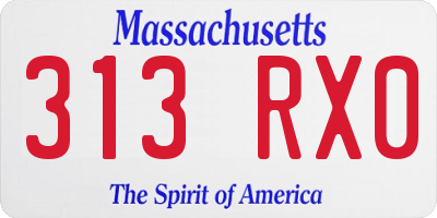 MA license plate 313RX0