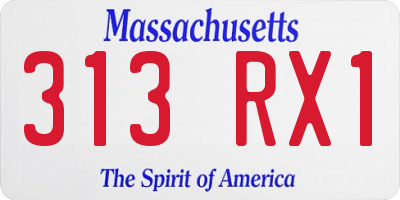 MA license plate 313RX1