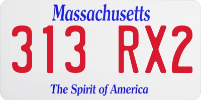 MA license plate 313RX2