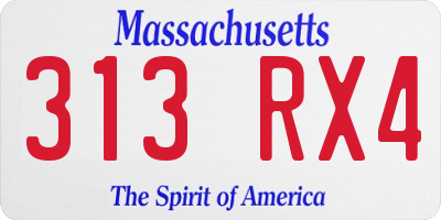 MA license plate 313RX4