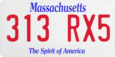 MA license plate 313RX5