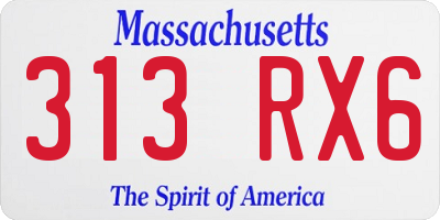 MA license plate 313RX6
